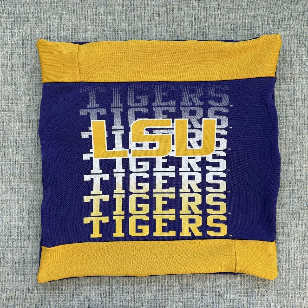 Louisiana State University LSU Tigers Handmade upcycled 16x16 Throw pillow cover